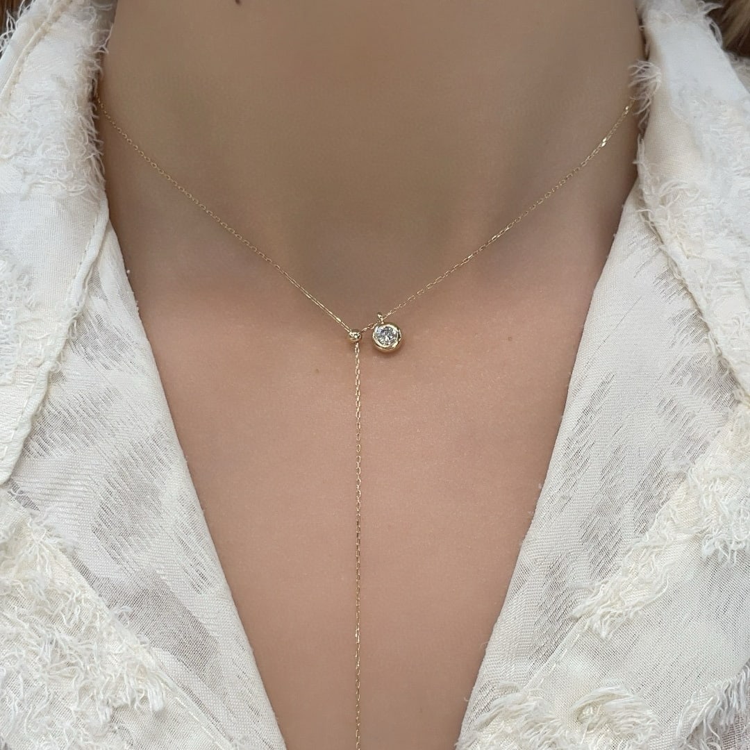 14k Gold 0.25 Ct Natural H Diamond Necklace - 6