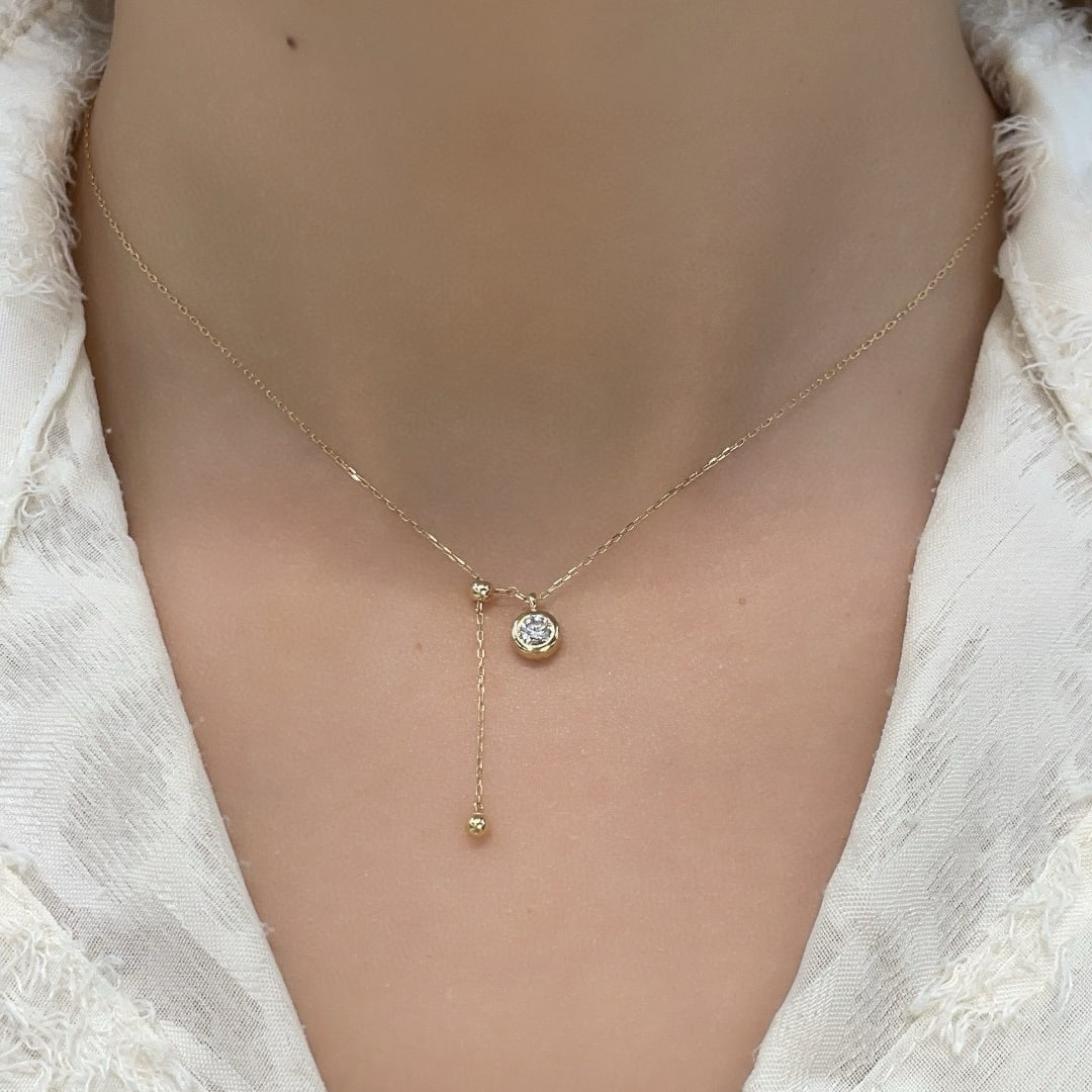 14k Gold 0.25 Ct Natural H Diamond Necklace - 7