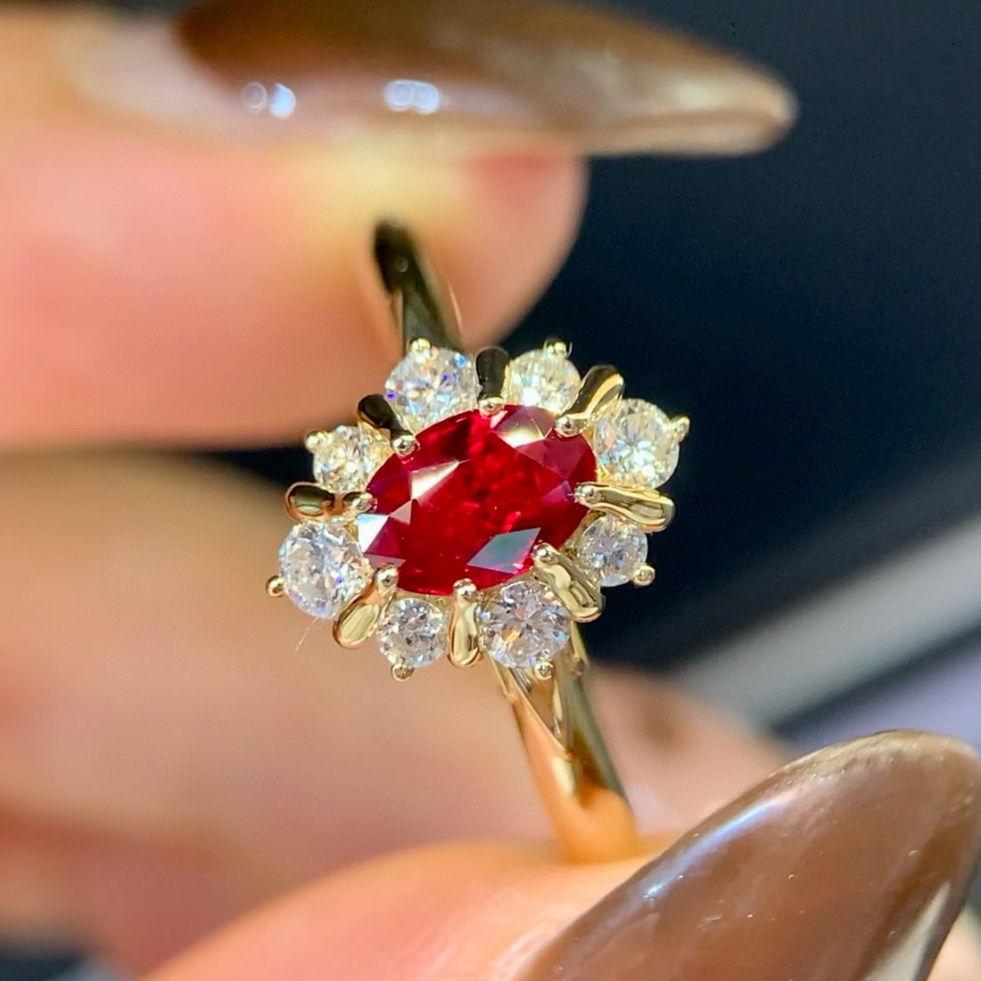 14k Gold 0.83 Ctw Vivid Red Natural Ruby & Diamond Ring - 2