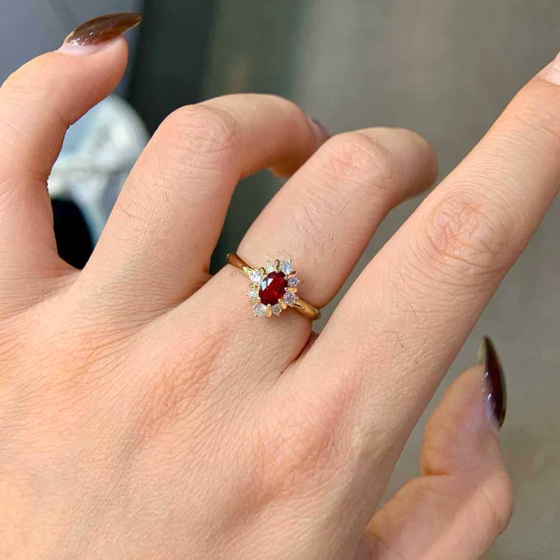 14k Gold 0.83 Ctw Vivid Red Natural Ruby & Diamond Ring - 6