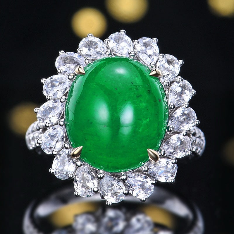 14k Gold 9.05 Ctw Vivid Green Natural Emerald & Sapphire Ring/pendant( Without Chain ): Ref:231071061 // gold content:14k gold // ring size:7. 25us // // main gemstone:emerald // shape:oval // carat weight:7. 06ct // color:vivid green // treatment:natural // // adjacent gemstone 2 :