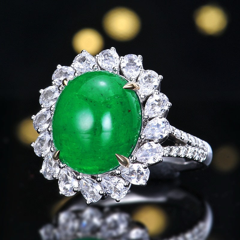 14k Gold 9.05 Ctw Vivid Green Natural Emerald & Sapphire Ring/pendant( Without Chain ) - 2