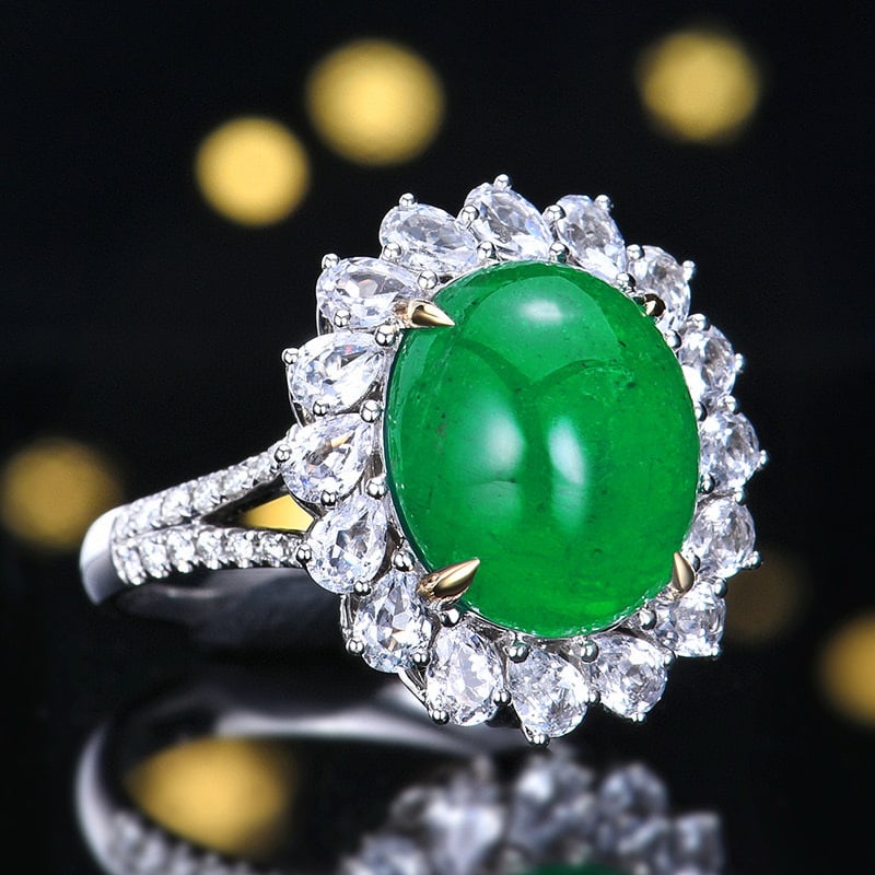14k Gold 9.05 Ctw Vivid Green Natural Emerald & Sapphire Ring/pendant( Without Chain ) - 3