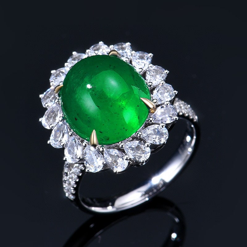 14k Gold 9.05 Ctw Vivid Green Natural Emerald & Sapphire Ring/pendant( Without Chain ) - 5