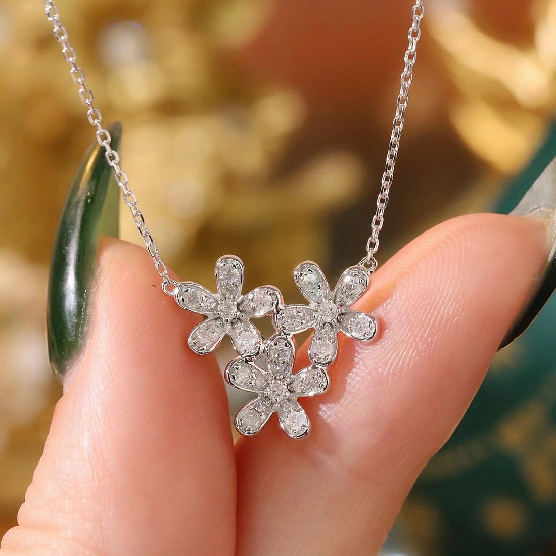 14k Gold 0.4 Ct Natural H Diamond Necklace - 6
