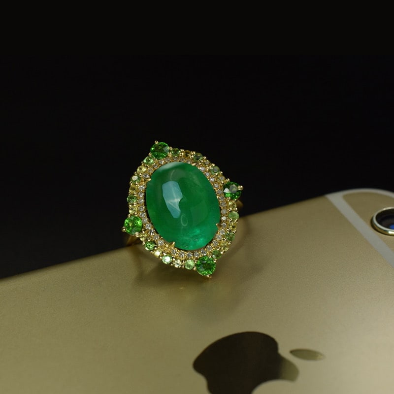 14k Gold 5.65 Ctw Natural Emerald & Diamond Ring - 2