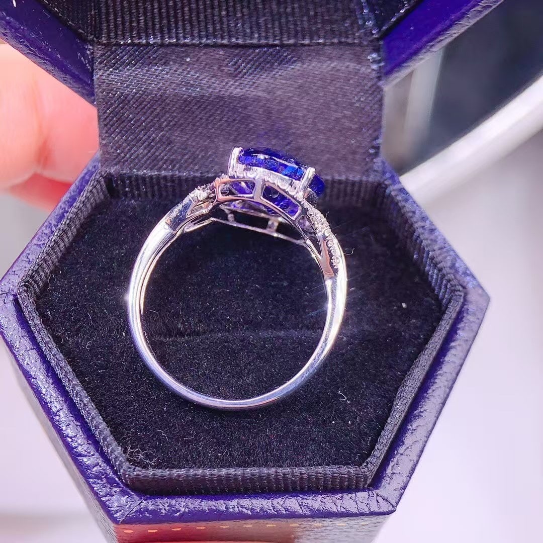 14k Gold 5 Ct Natural Tanzanite & Diamond Ring - 4