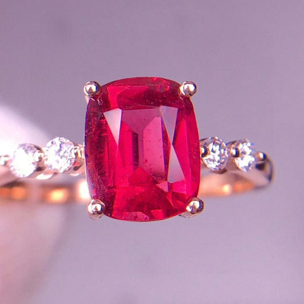 14k Gold 1.91 Ct Natural Tourmaline & Diamond Ring - 3