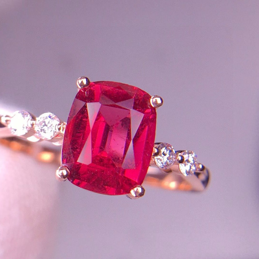 14k Gold 1.91 Ct Natural Tourmaline & Diamond Ring - 4