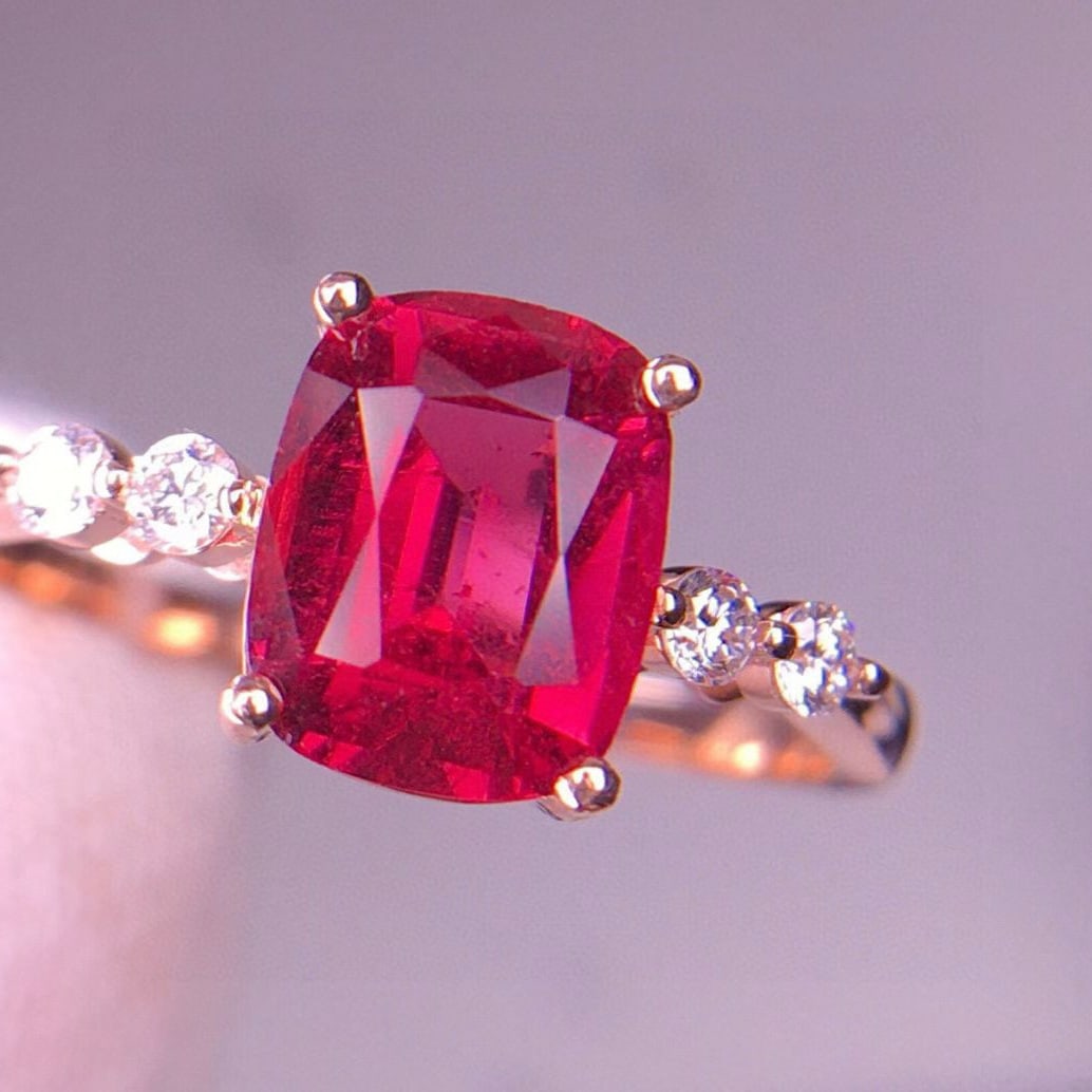 14k Gold 1.91 Ct Natural Tourmaline & Diamond Ring - 5