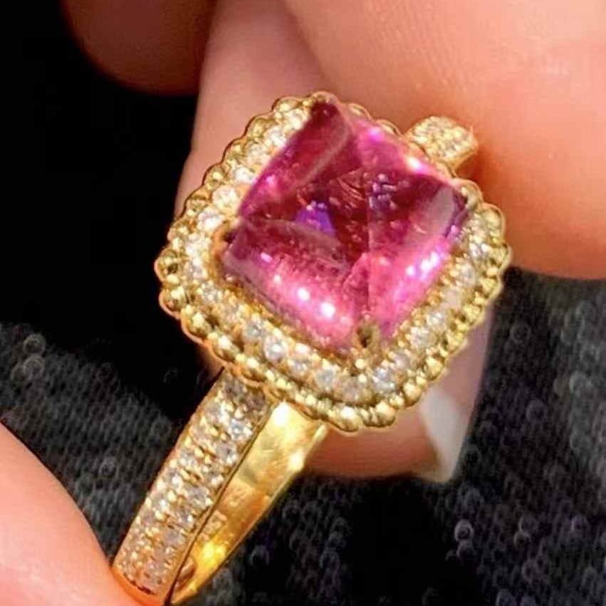 14k Gold 2.15 Ct Natural Tourmaline & Diamond Ring - 3