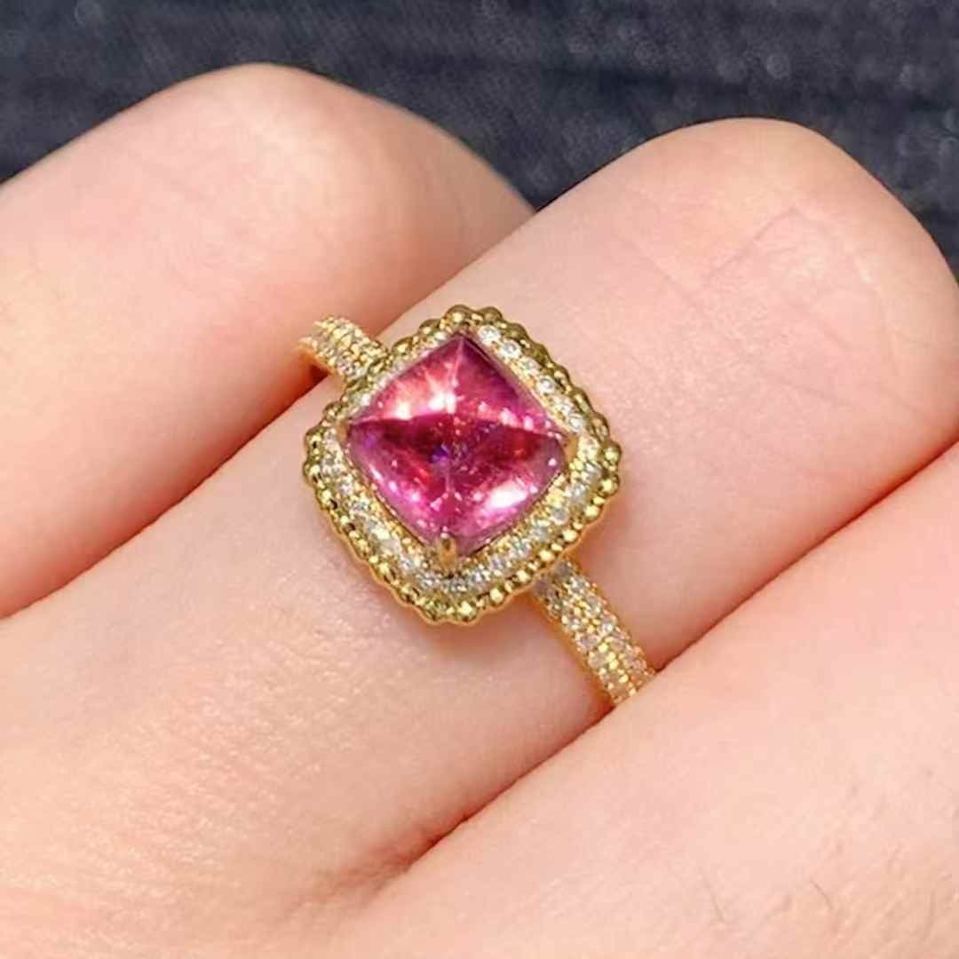 14k Gold 2.15 Ct Natural Tourmaline & Diamond Ring - 4