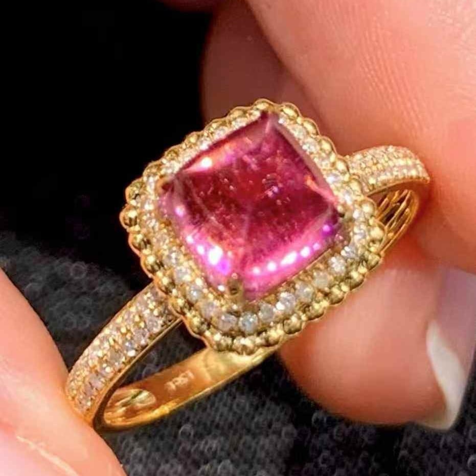 14k Gold 2.15 Ct Natural Tourmaline & Diamond Ring - 5
