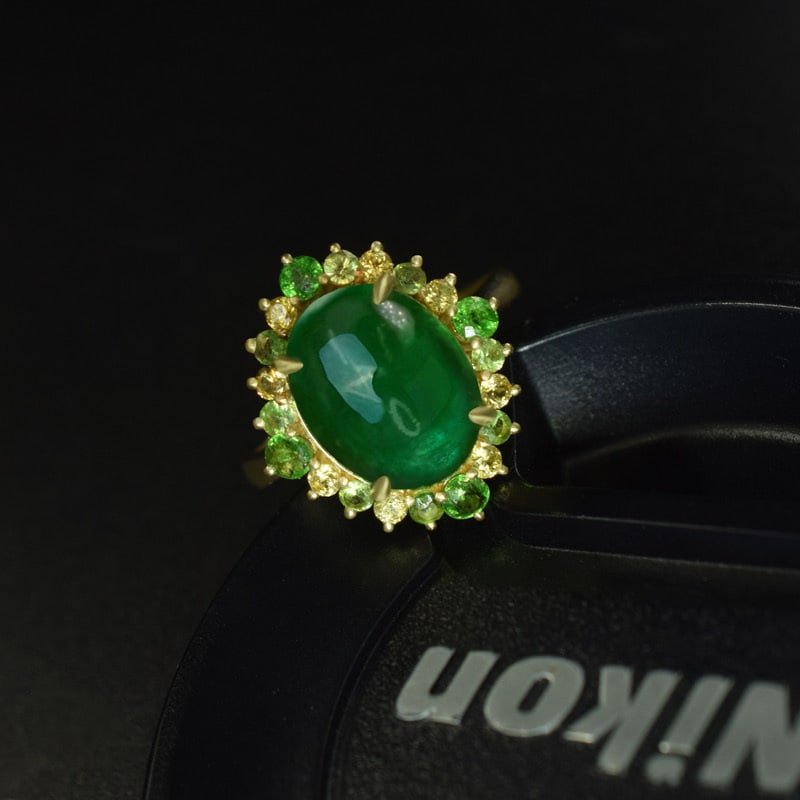 14k Gold 5.31 Ctw Natural Emerald & Sapphire Ring - 2
