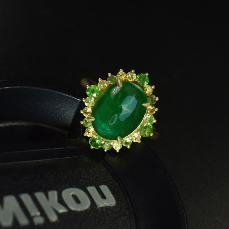 14k Gold 5.31 Ctw Natural Emerald & Sapphire Ring - 3