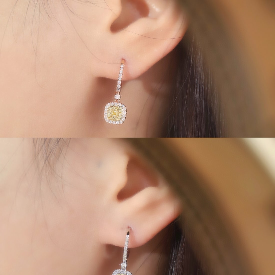 14k Gold 0.6 Ct Natural Color Diamond Earrings - 4