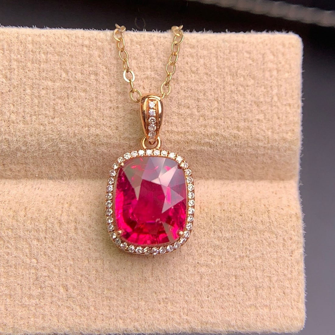 14k Gold 2.12 Ct Natural Tourmaline & Diamond Pendant( Without Chain ) - 8