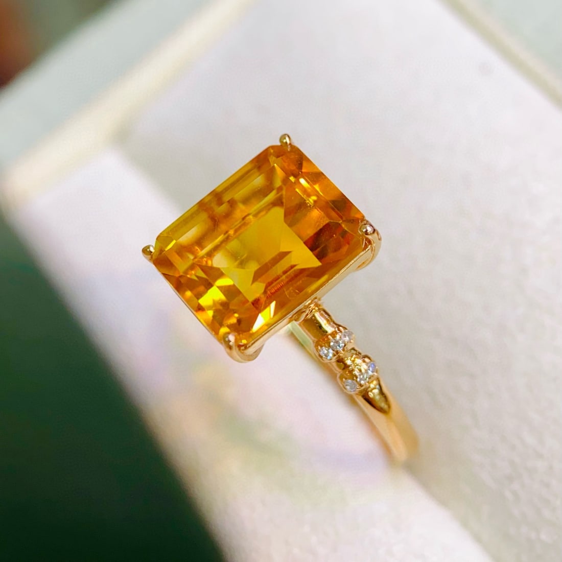 14k Gold 4.48 Ctw Natural Citrine & Diamond Ring - 2