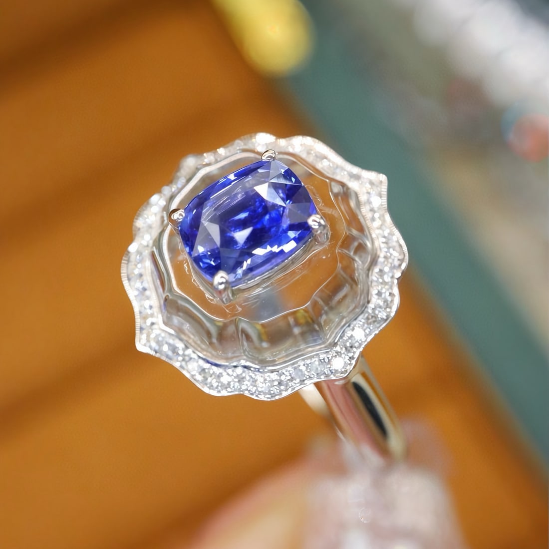 14k Gold 1.23 Ctw Natural Sapphire & Diamond Ring - 2