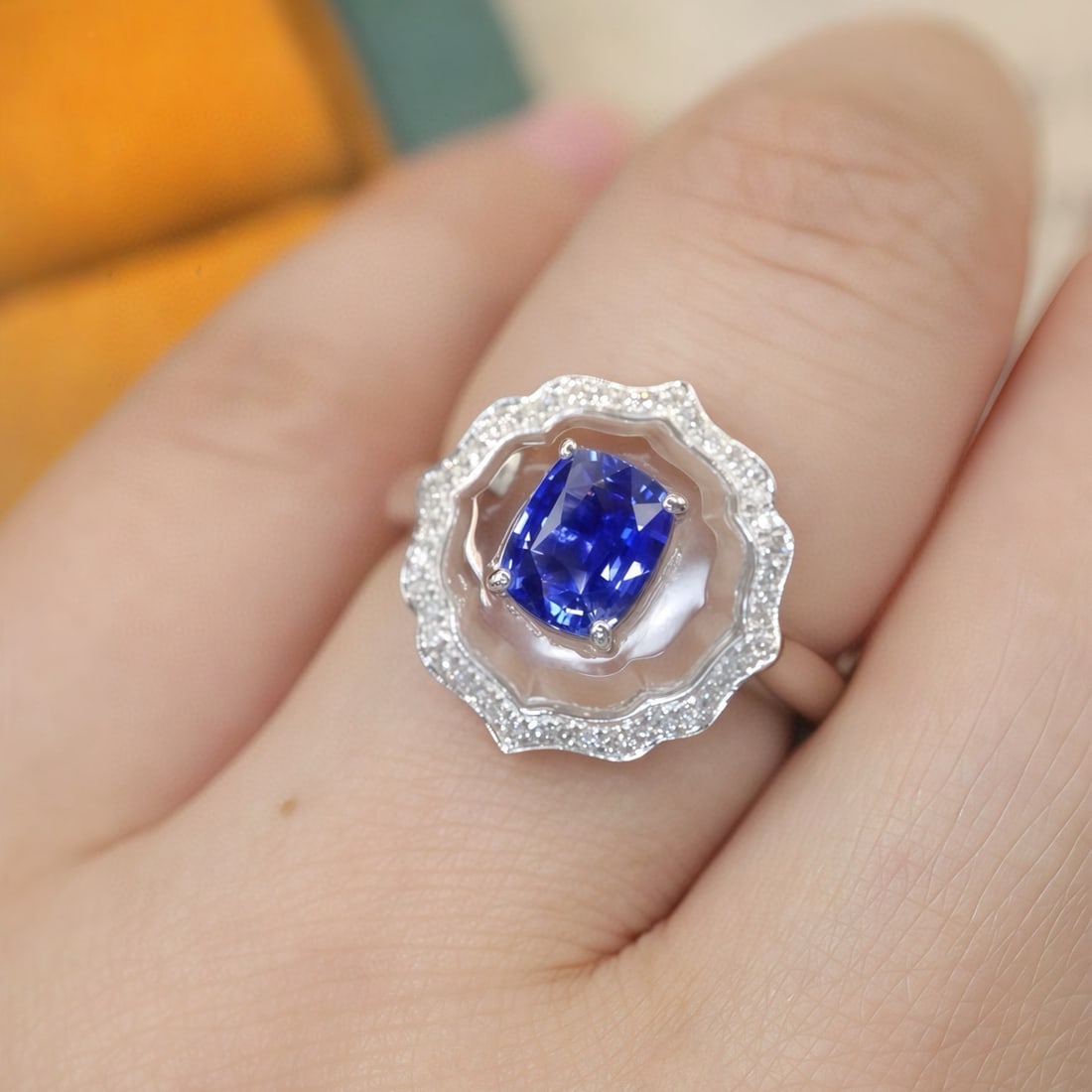 14k Gold 1.23 Ctw Natural Sapphire & Diamond Ring - 5
