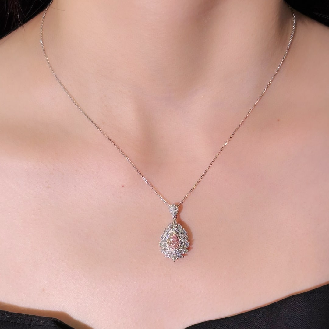 14k Gold 1.33 Ctw Natural Pink Diamond & Diamond Necklace - 3