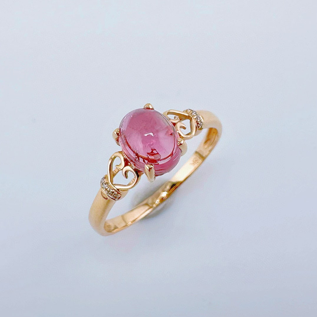14k Gold 1.05 Ct Natural Tourmaline & Diamond Ring - 2