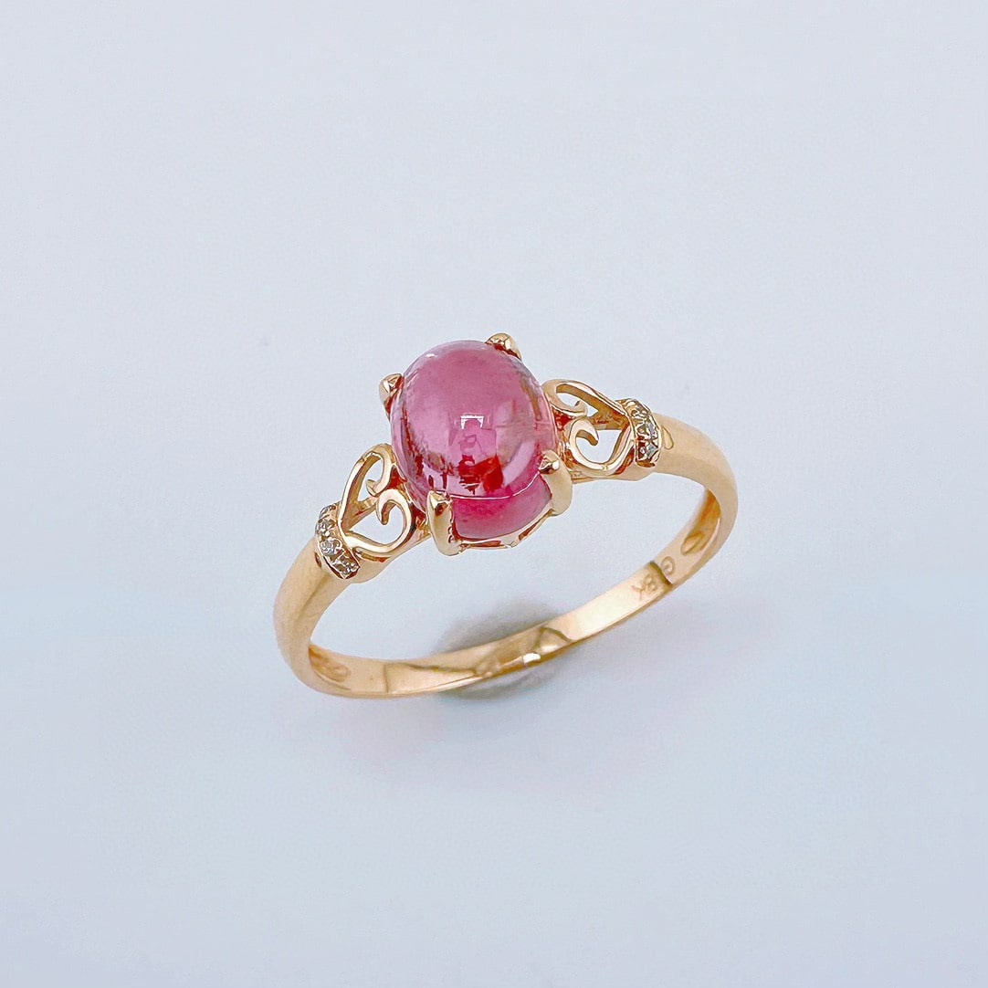14k Gold 1.05 Ct Natural Tourmaline & Diamond Ring - 4