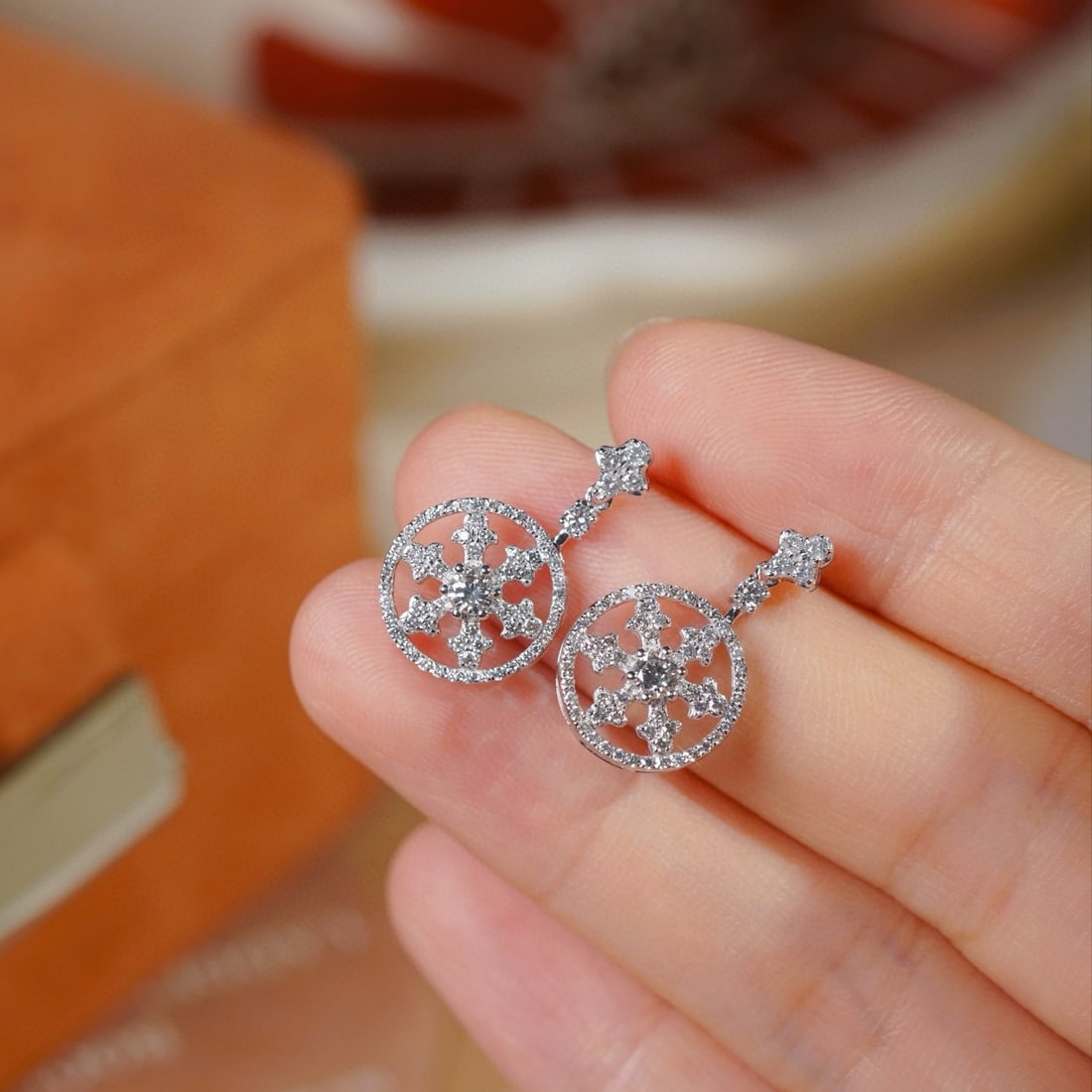 14k Gold 0.90 Ct Natural H Diamond Earrings - 7
