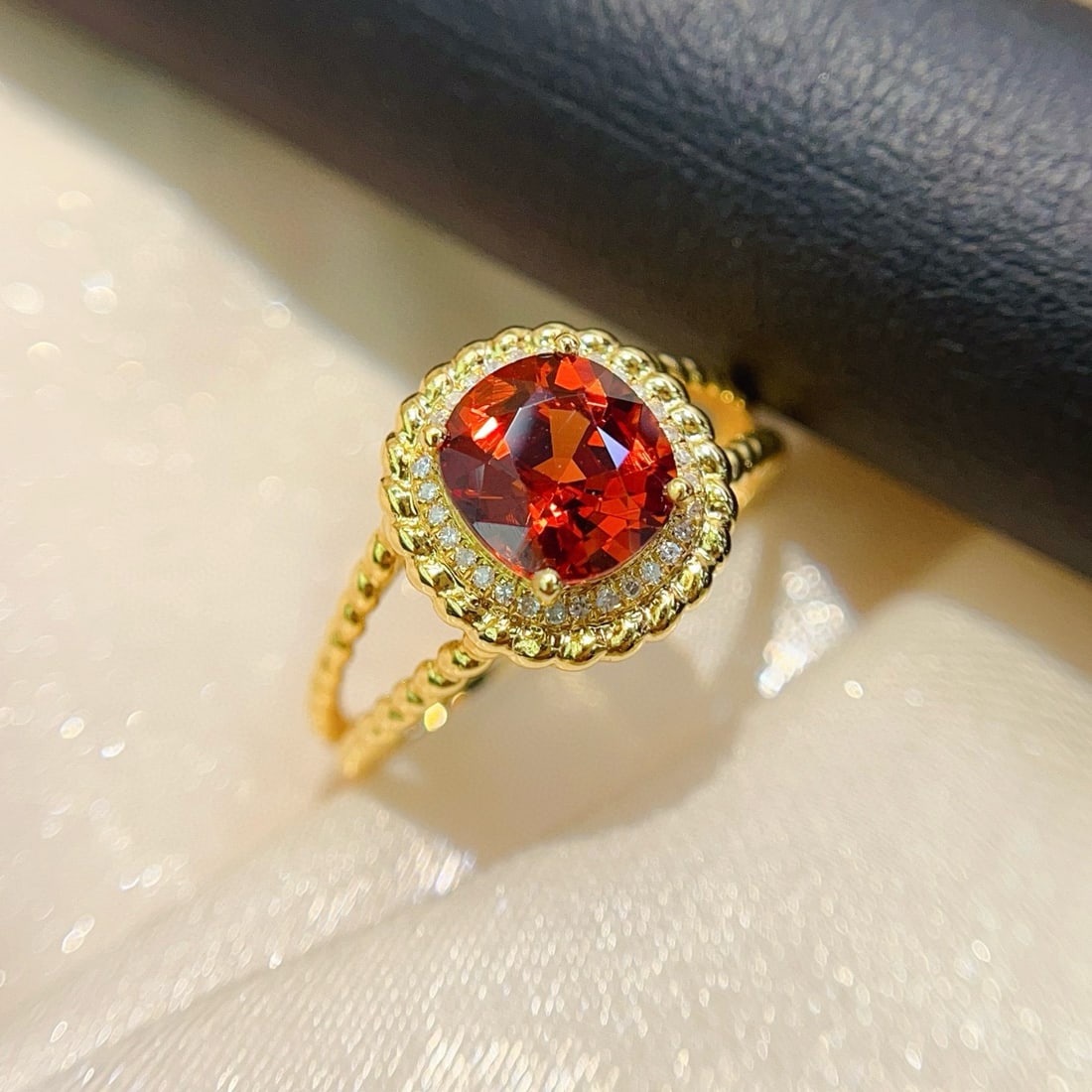14k Gold 2.55 Ct Natural Spessartine & Diamond Ring - 2