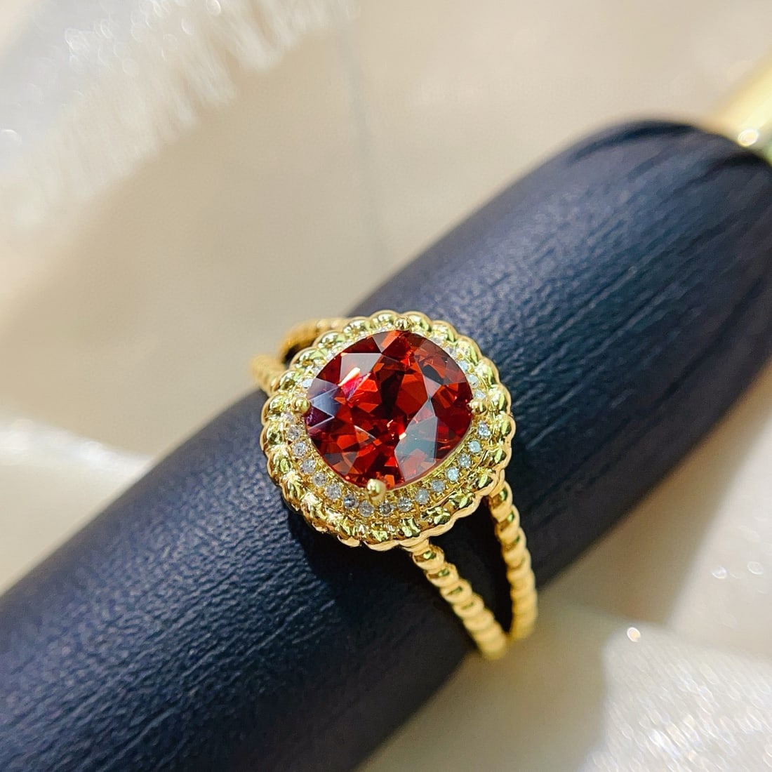 14k Gold 2.55 Ct Natural Spessartine & Diamond Ring - 3