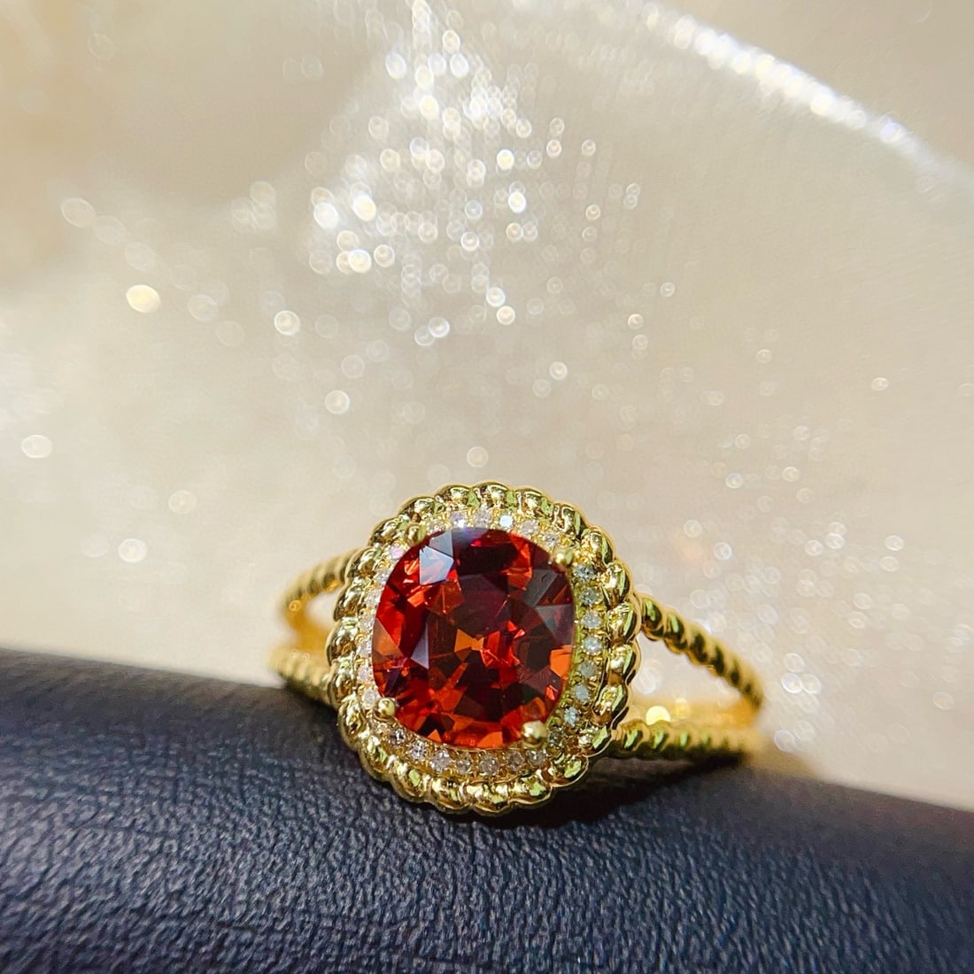 14k Gold 2.55 Ct Natural Spessartine & Diamond Ring - 6
