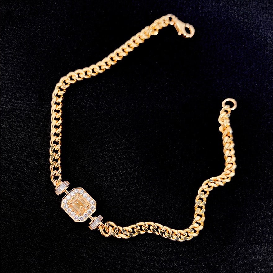14k Gold 0.52 Ctw Natural Yellow Diamond & Diamond Bracelet - 3