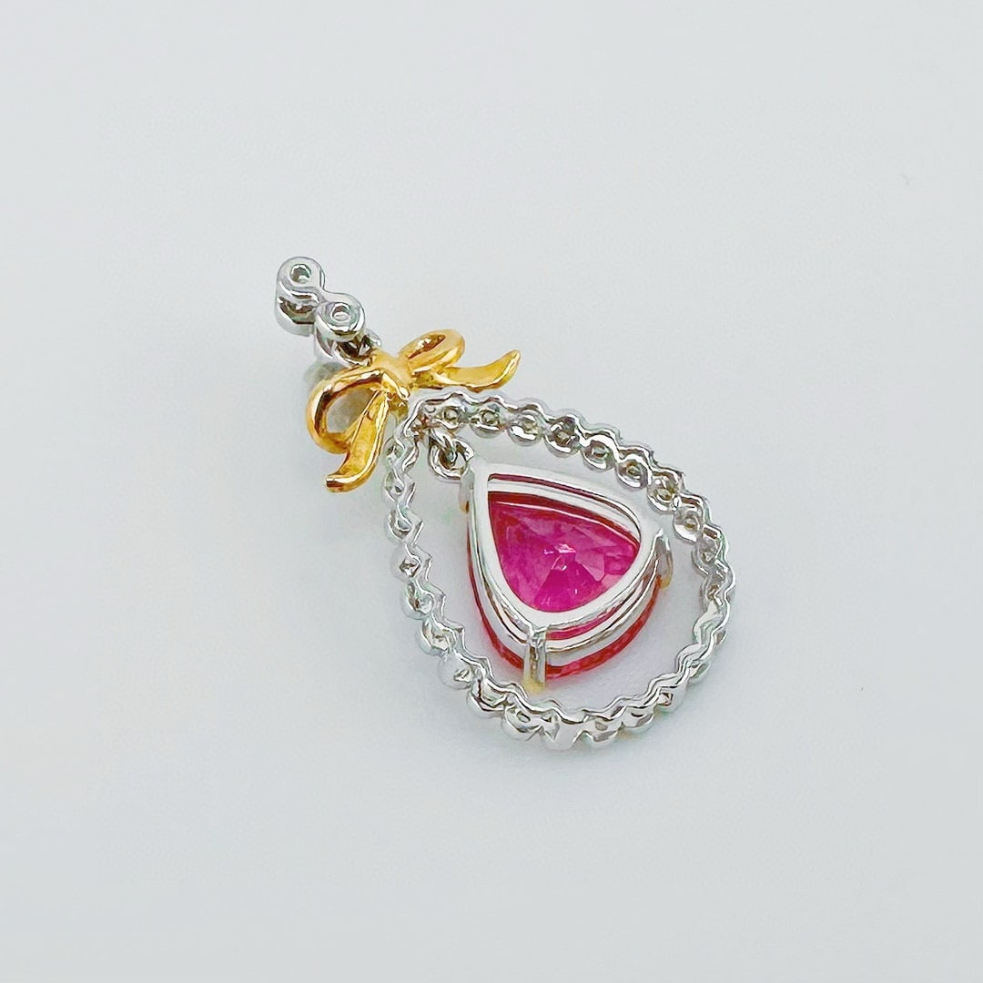 14k Gold 1.30 Ct Natural Tourmaline & Diamond Pendant( Without Chain ) - 4