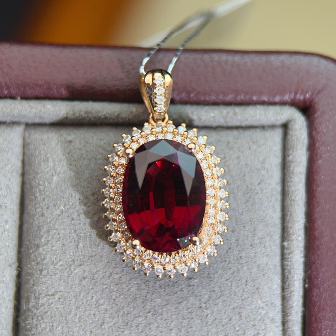 14k Gold 3.67 Ctw Natural Tourmaline & Diamond Pendant( Without Chain ) - 2