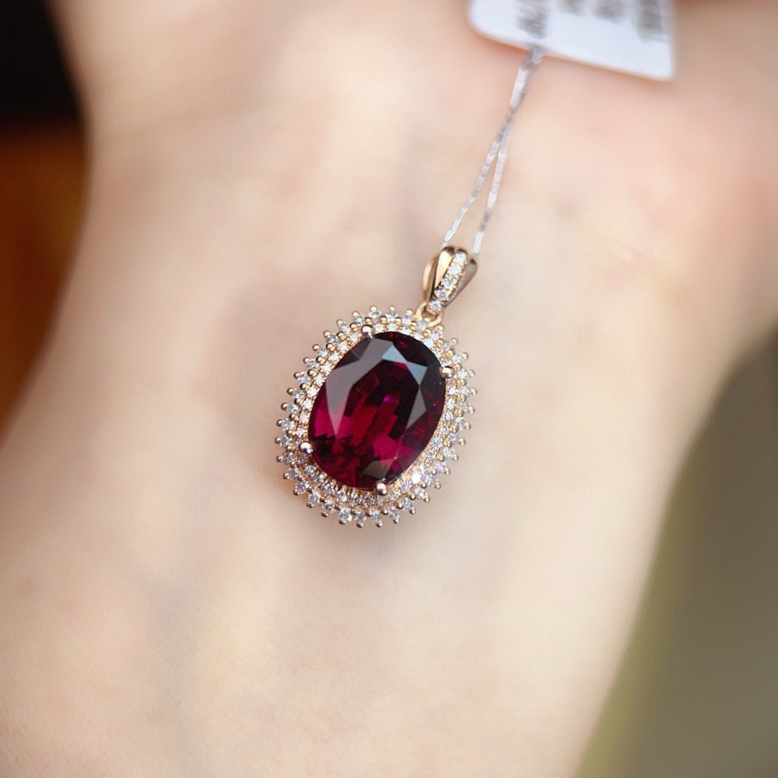 14k Gold 3.67 Ctw Natural Tourmaline & Diamond Pendant( Without Chain ) - 6