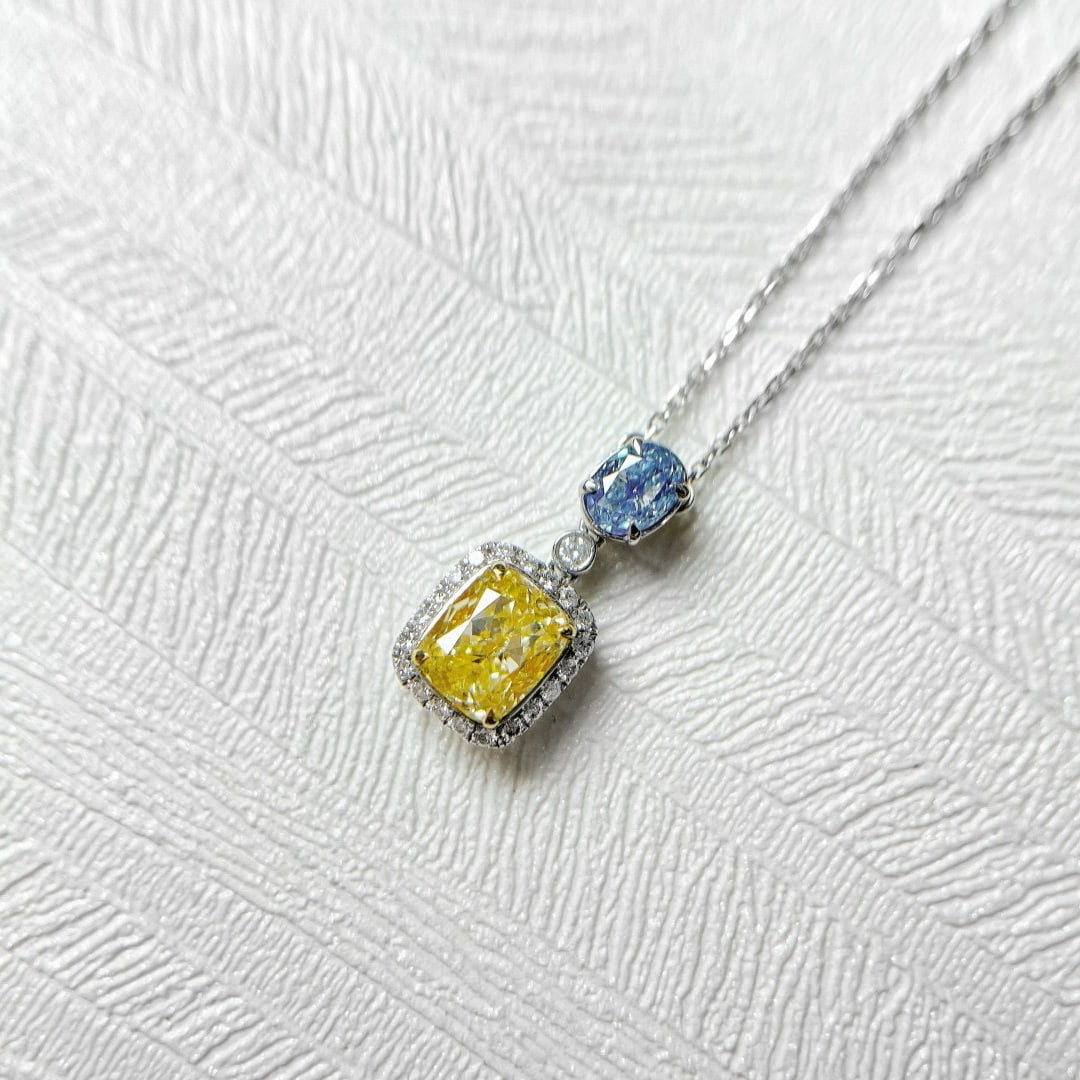 14k Gold 1.29 Ctw Natural Color Diamond & Diamond Necklace: Ref:231072076 // gold content:14k gold // main gemstone:color diamond // shape:multiple // carat weight:1. 18ct // color:color // treatment:natural // // adjacent gemstone 2 : diamond // shape:round /