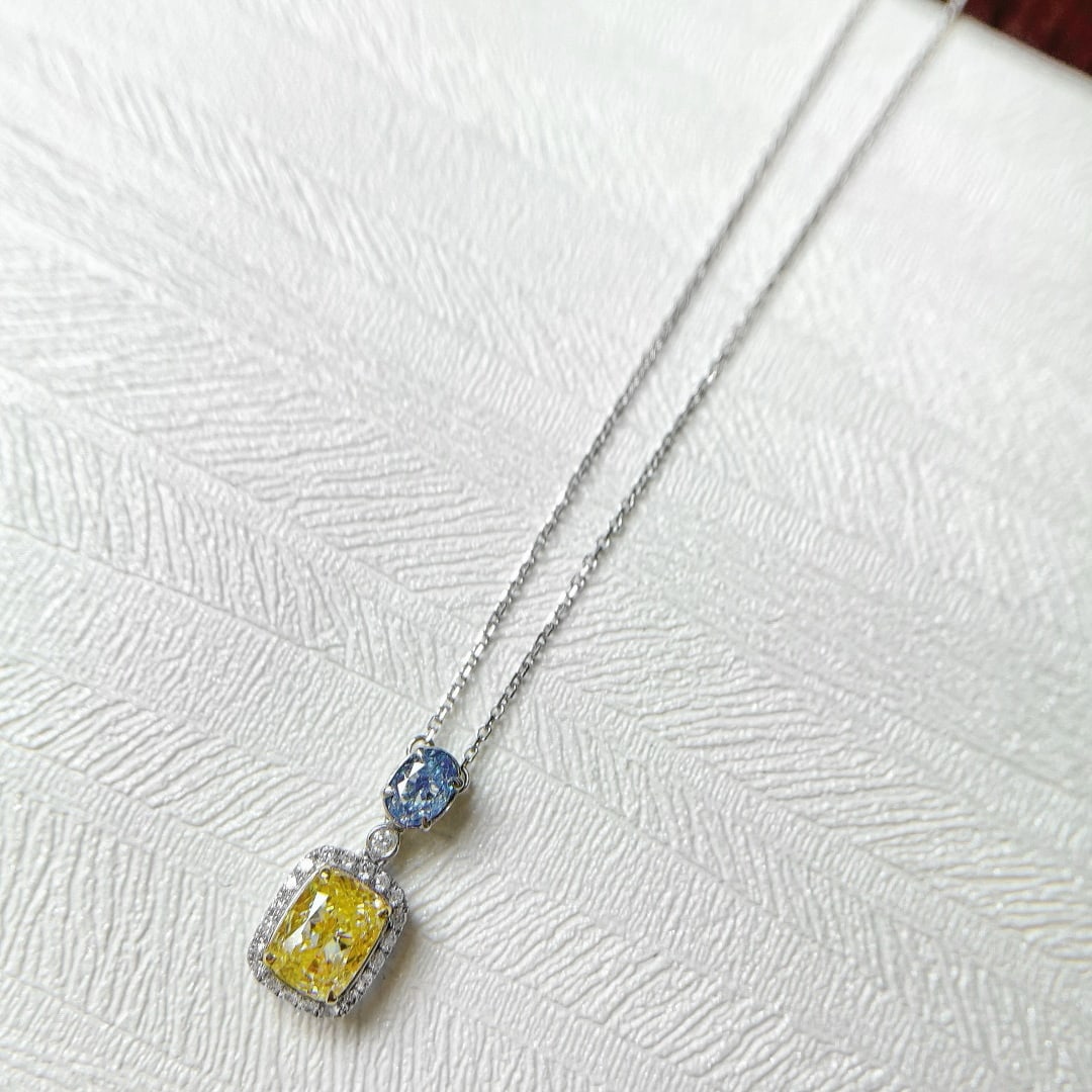 14k Gold 1.29 Ctw Natural Color Diamond & Diamond Necklace - 2