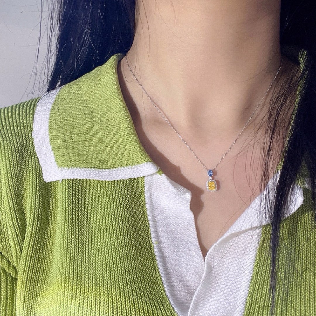 14k Gold 1.29 Ctw Natural Color Diamond & Diamond Necklace - 3