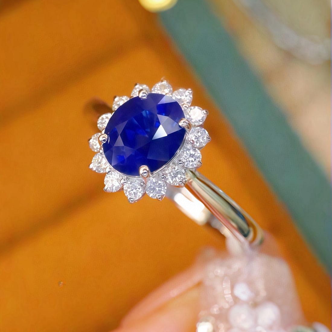 14k Gold 1.30 Ctw Natural Sapphire & Diamond Ring - 3