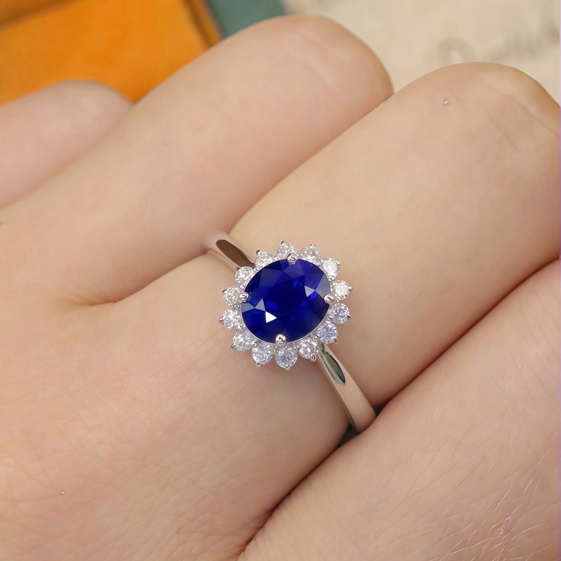 14k Gold 1.30 Ctw Natural Sapphire & Diamond Ring - 5