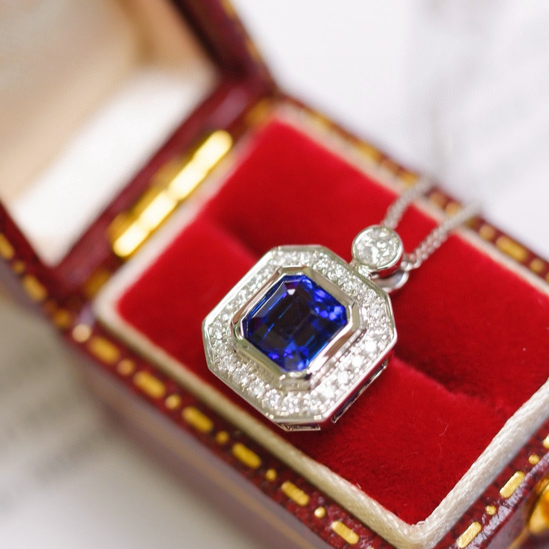 14k Gold 1.15 Ctw Natural Sapphire & Diamond Pendant( Without Chain ) - 3