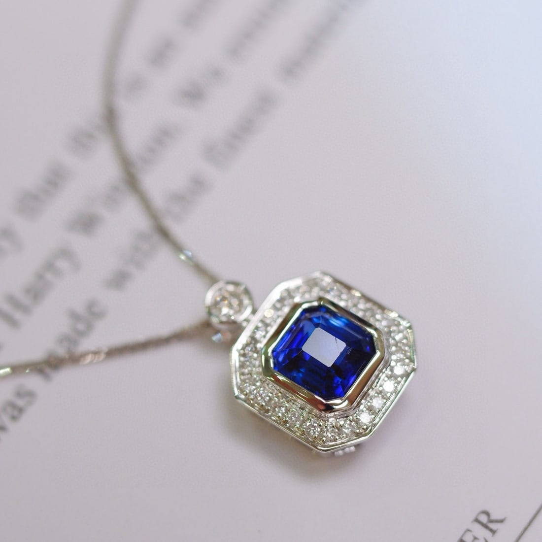 14k Gold 1.15 Ctw Natural Sapphire & Diamond Pendant( Without Chain ) - 5