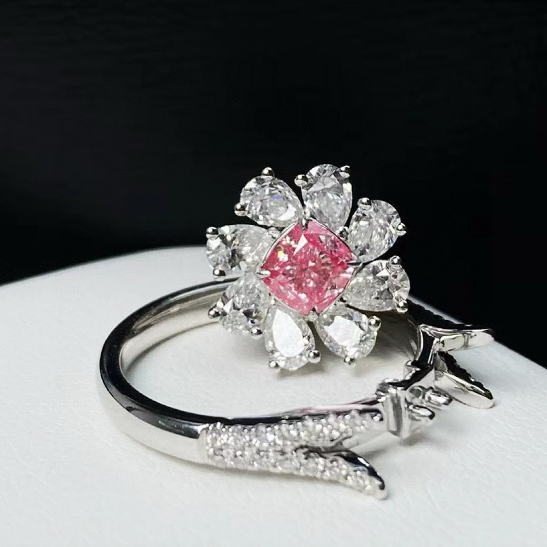 Gia Certified 14k Gold 2.01 Ctw Natural Pink Diamond & Diamond Ring/pendant( Without Chain ) - 4