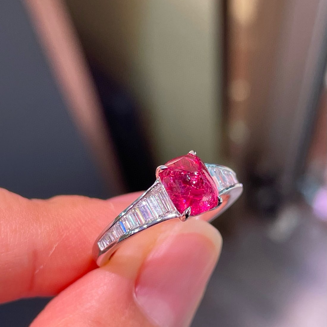 14k Gold 2.50 Ctw Natural Spinel & Diamond Ring - 2