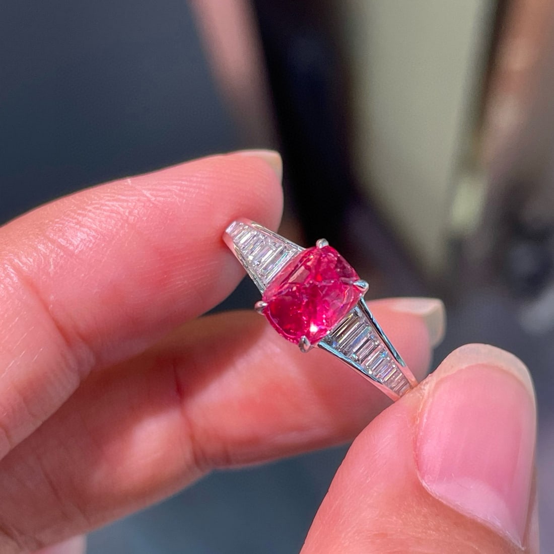14k Gold 2.50 Ctw Natural Spinel & Diamond Ring - 3