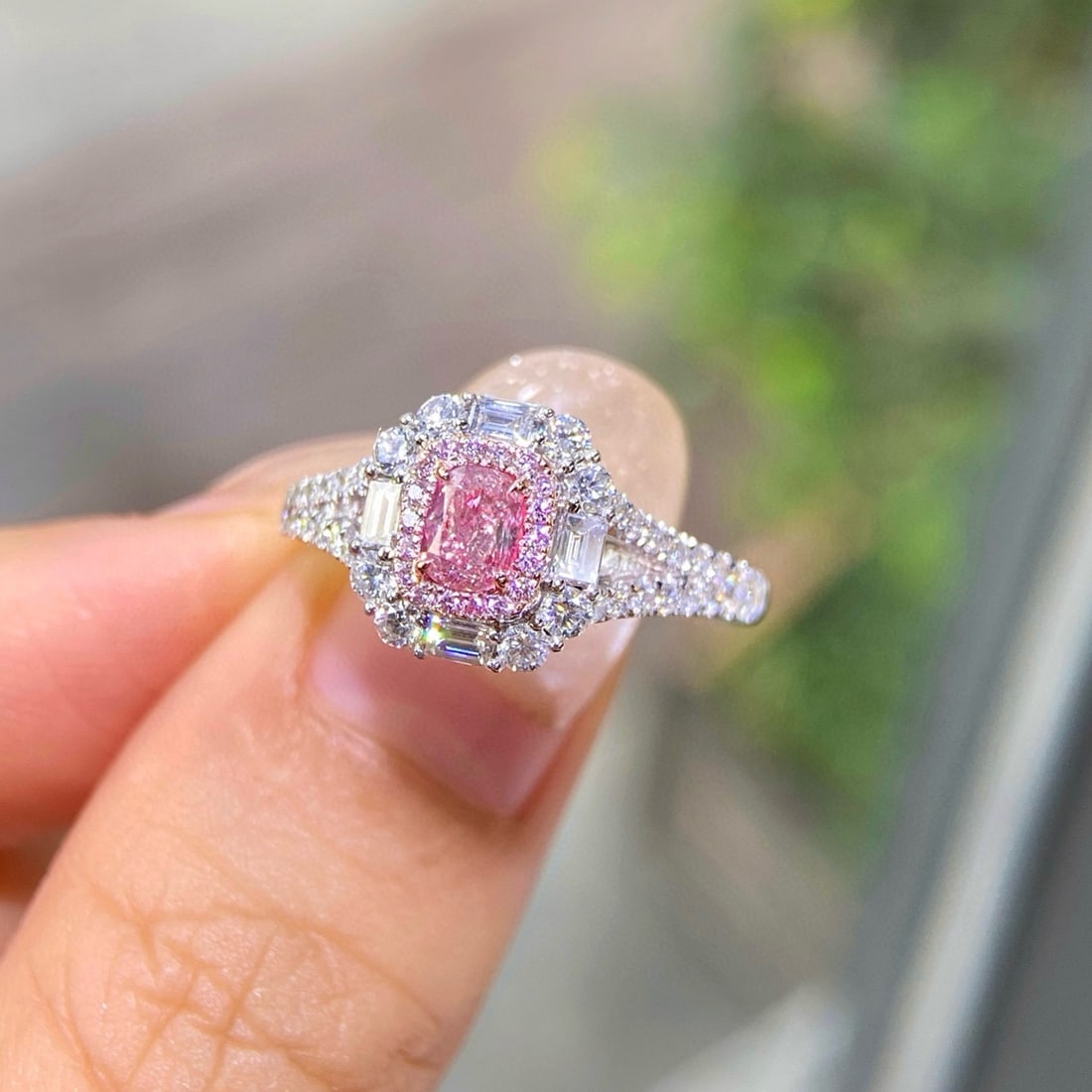 Gia Certified 14k Gold 1.26 Ctw Natural Pink Diamond & Diamond Ring - 2