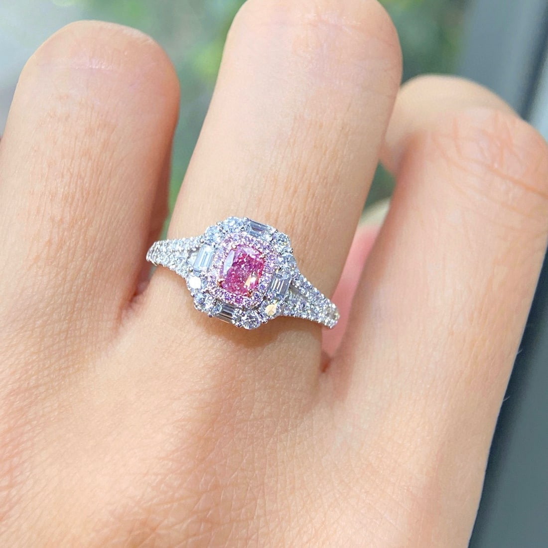 Gia Certified 14k Gold 1.26 Ctw Natural Pink Diamond & Diamond Ring - 3
