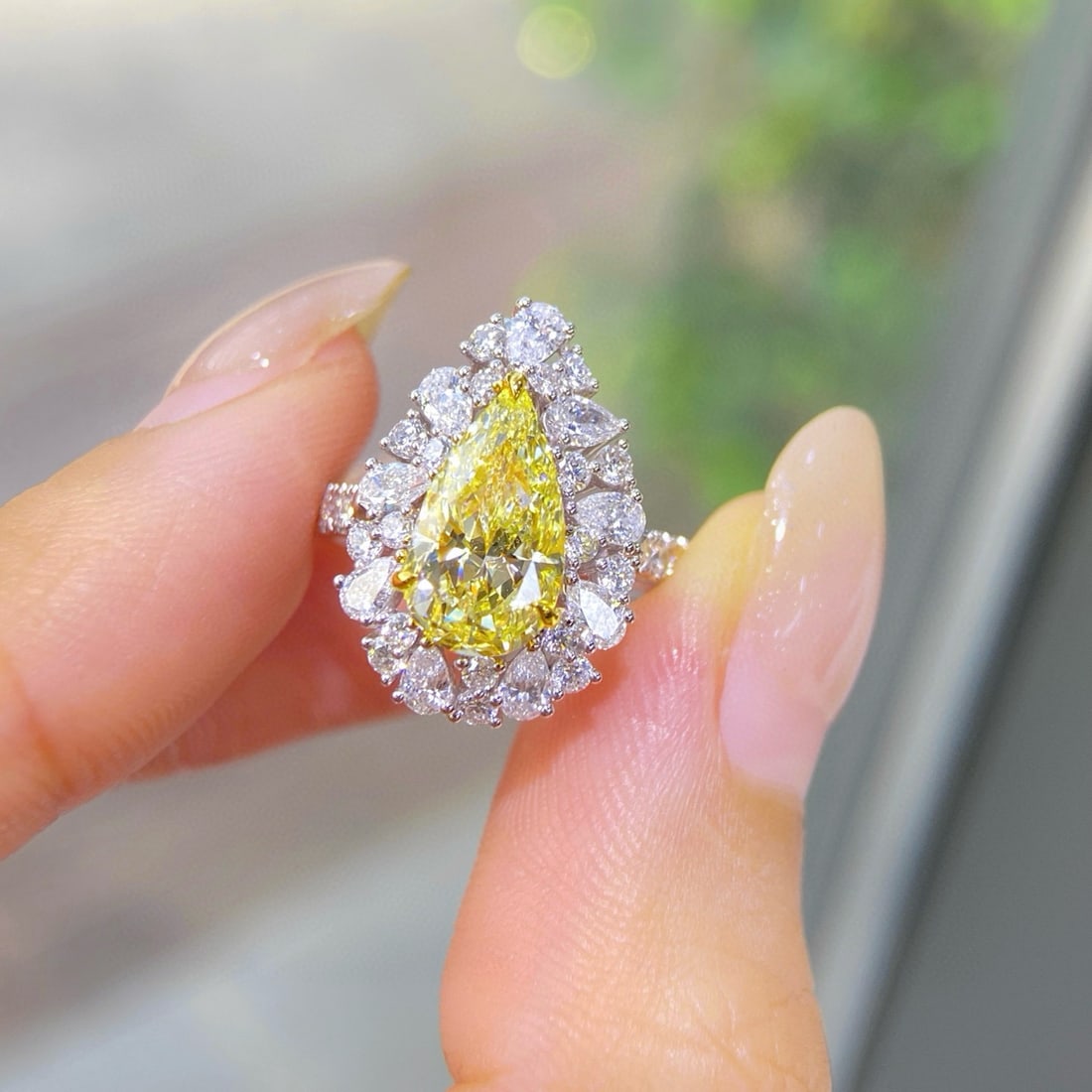14k Gold 3.28 Ctw Natural Yellow Diamond & Diamond Ring/pendant( Without Chain ): Ref:231072114 // gold content:14k gold // ring size:7. 25us // // main gemstone:yellow diamond // shape:pear // carat weight:2. 01ct // color:yellow // treatment:natural // // adjacent gemstone 2 :