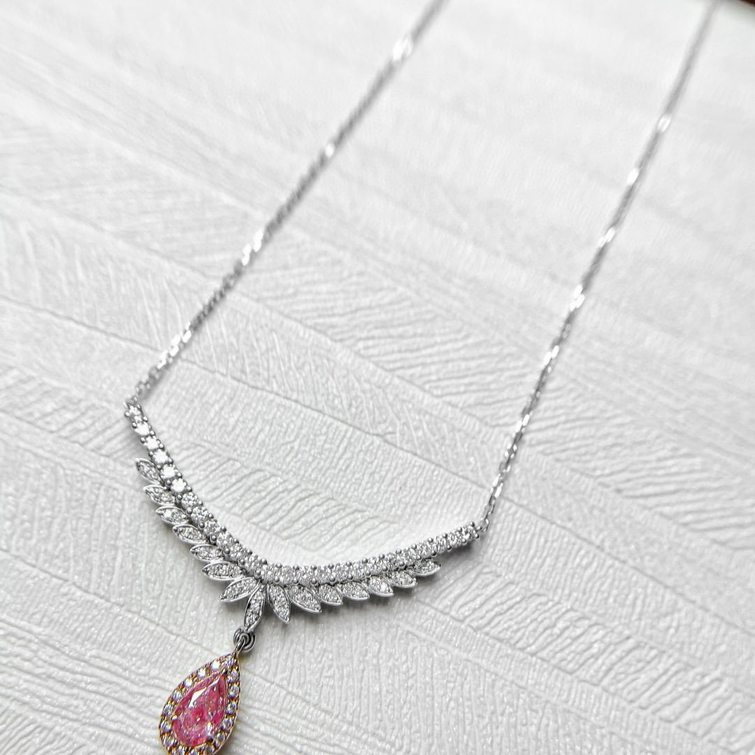 14k Gold 0.56 Ctw Natural Pink Diamond & Diamond Necklace - 2