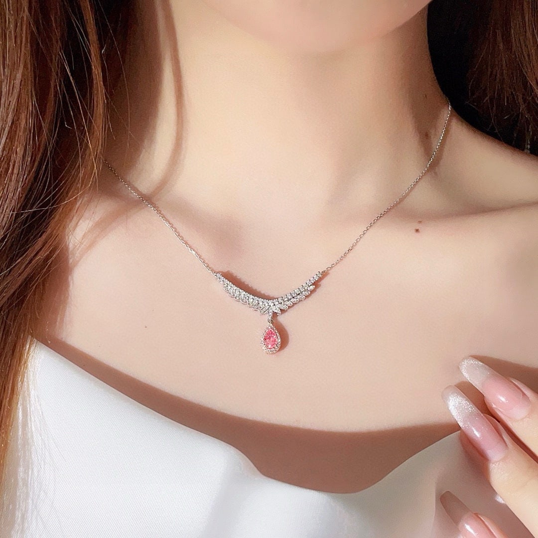 14k Gold 0.56 Ctw Natural Pink Diamond & Diamond Necklace - 3